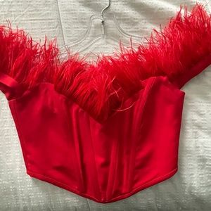 Red corset off the shoulder top